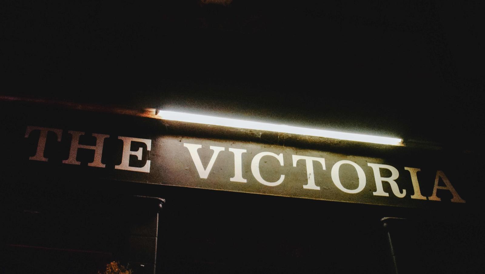Sign showing Victoria Dalston venue from the outside
