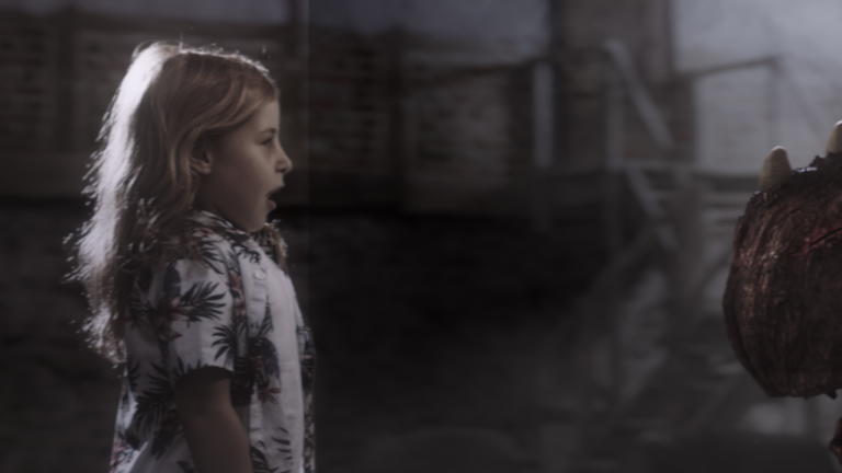 a little girl meeting a dragon, a scene from short film 'Order of the Dragon