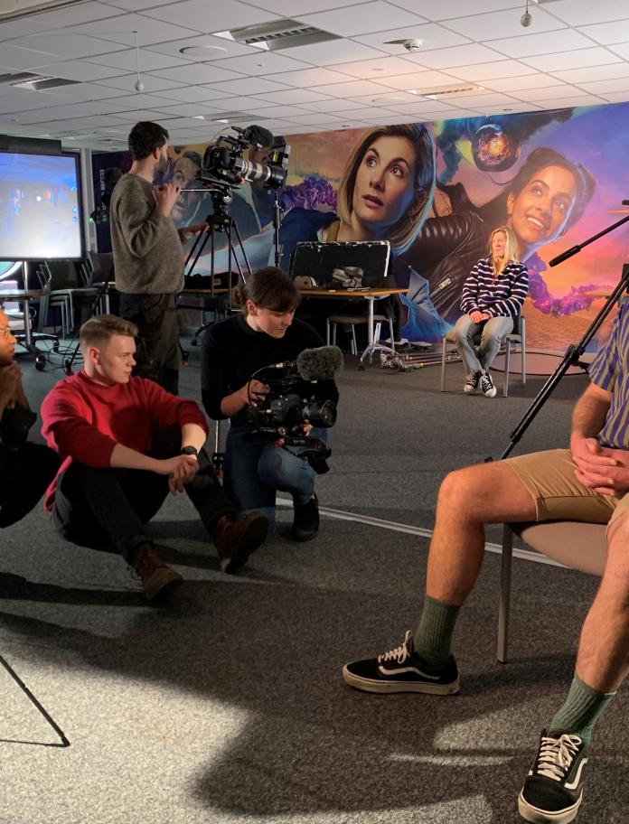 students in a studio setting at a cinematography sessions