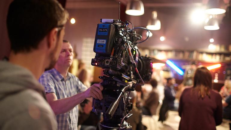 Studio filming Fiction Factory Cardiff Bay South Creative Industries Sector